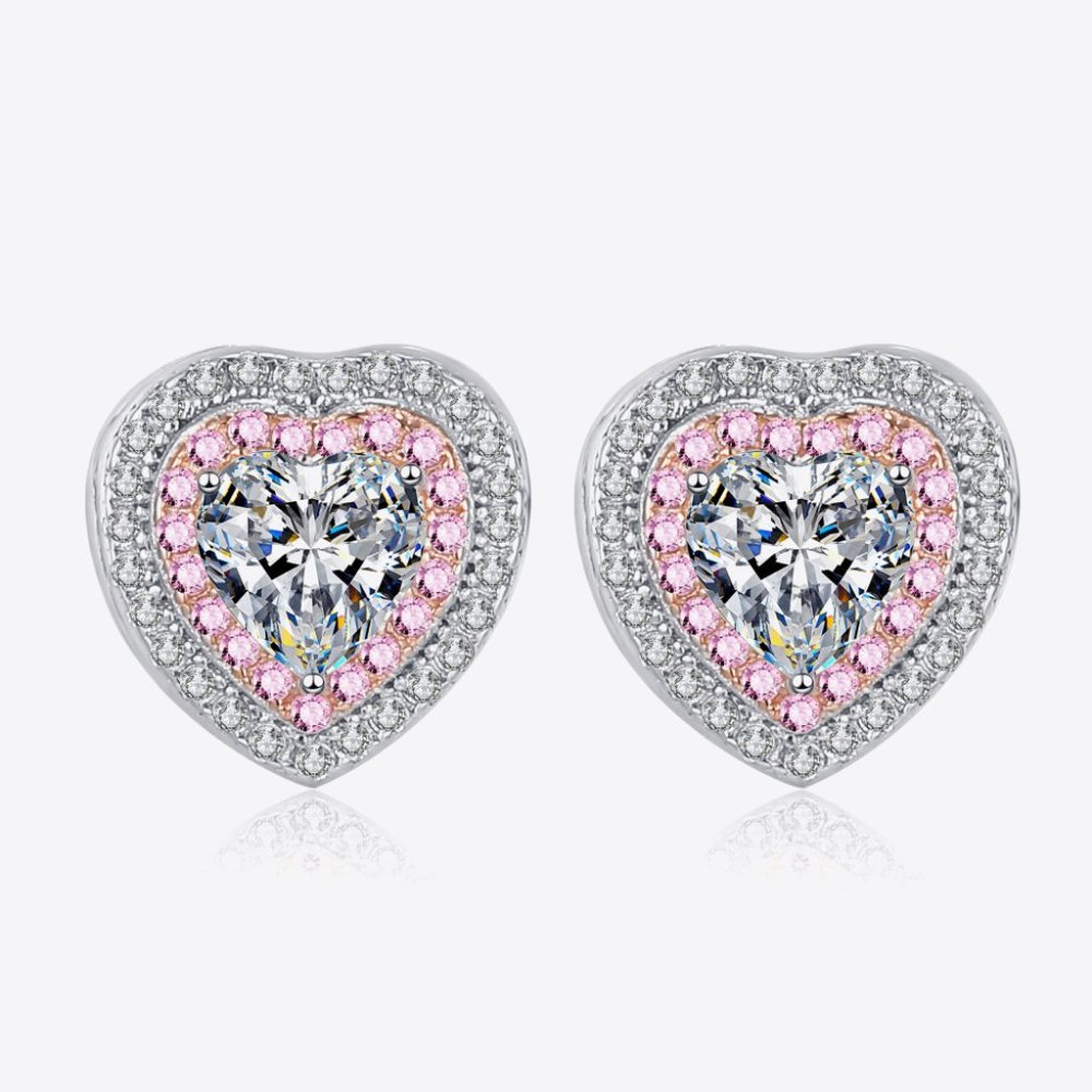Moissanite Heart-Shaped Stud Earrings